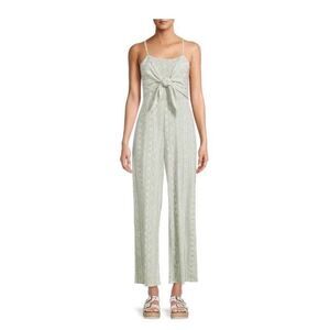 No Boundaries Tie Front Jumpsuit Junior Size Xl (15-17) Sage Green Aztec